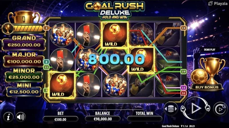 Goal Rush Deluxe - base game, winning line hit